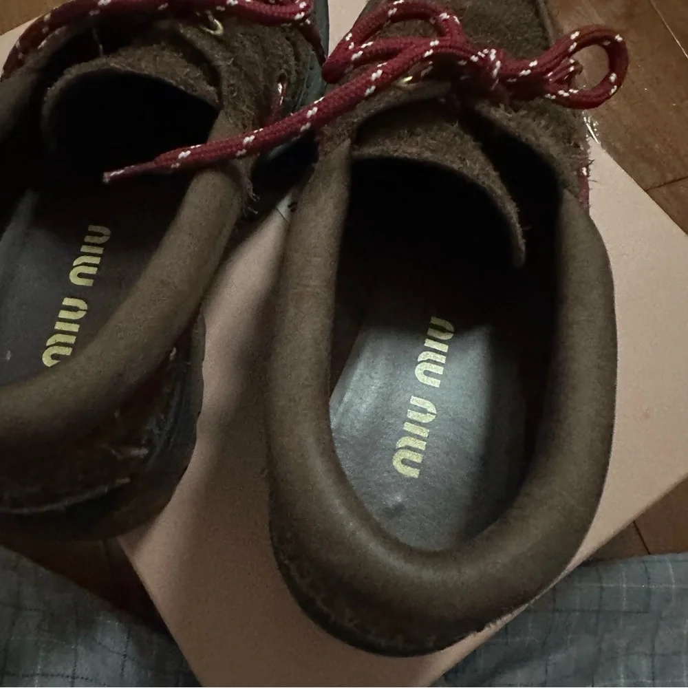 MIU MIU Chunky rustic Suede Loafers Brown Size 36.5 6.5 - Picture 8 of 10